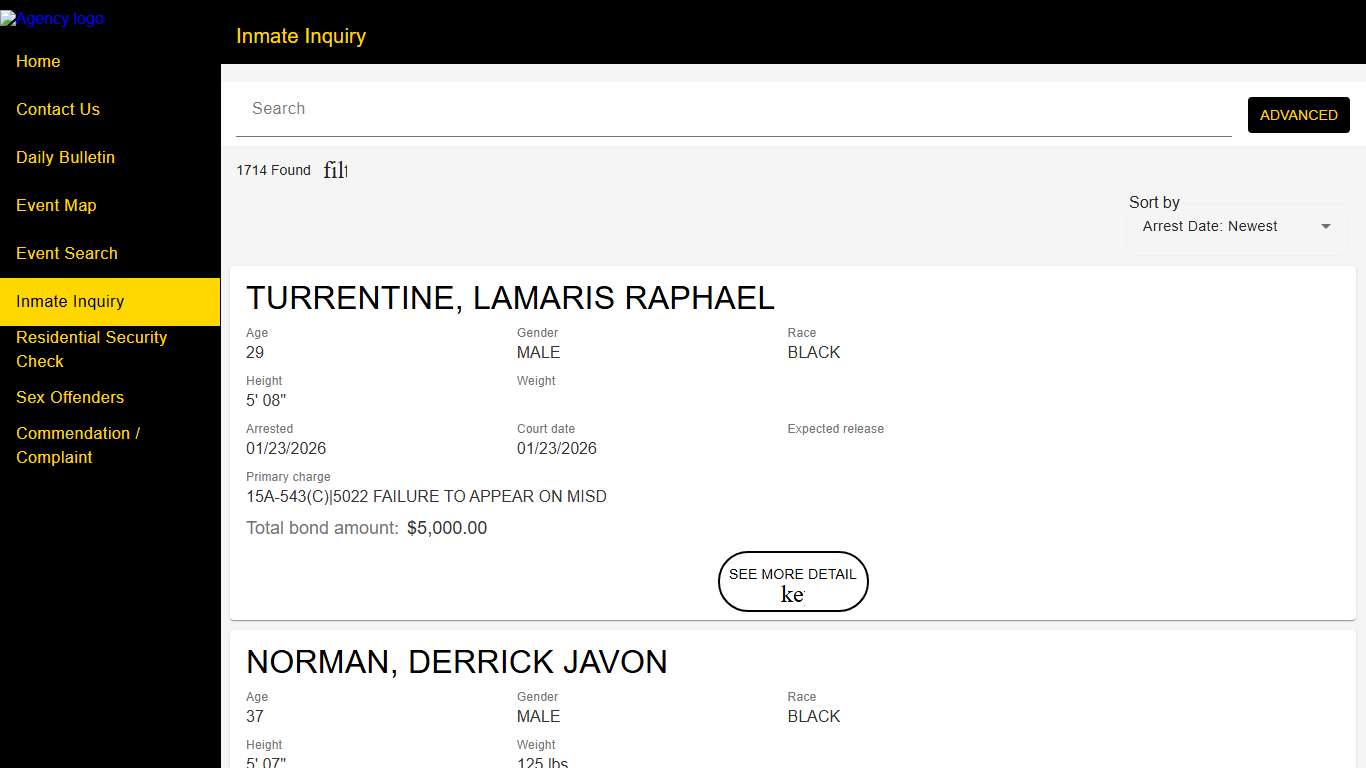 Wake County Sheriff's Office Police to Citizen - Inmates catalog